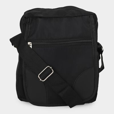 Black Nylon Messenger Sling Bag with Adjustable Shoulder Strap