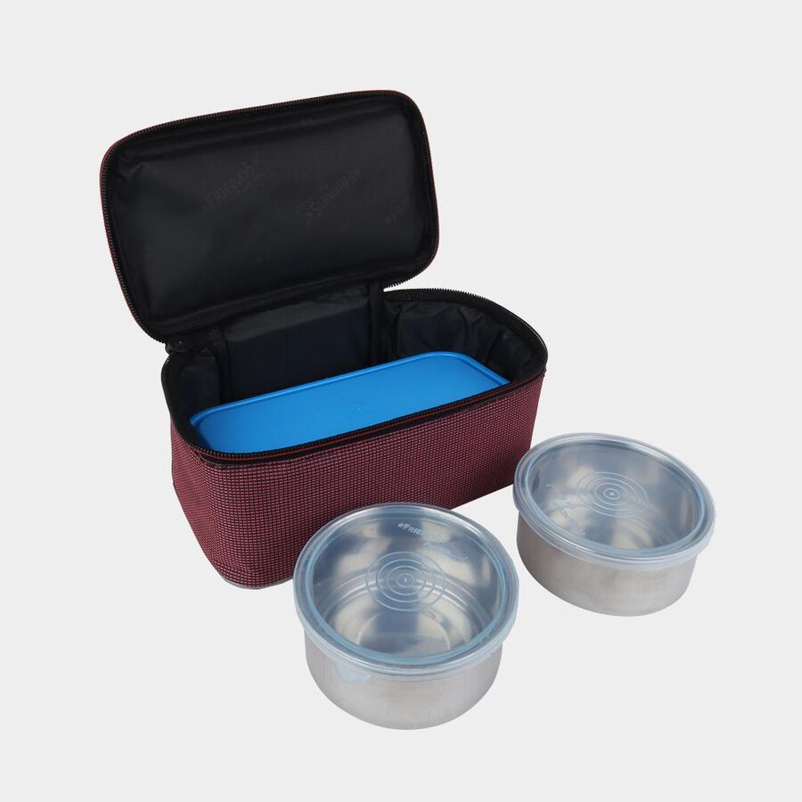 Steel Lunch Box, 3 Containers and 1 Bag, , large image number null