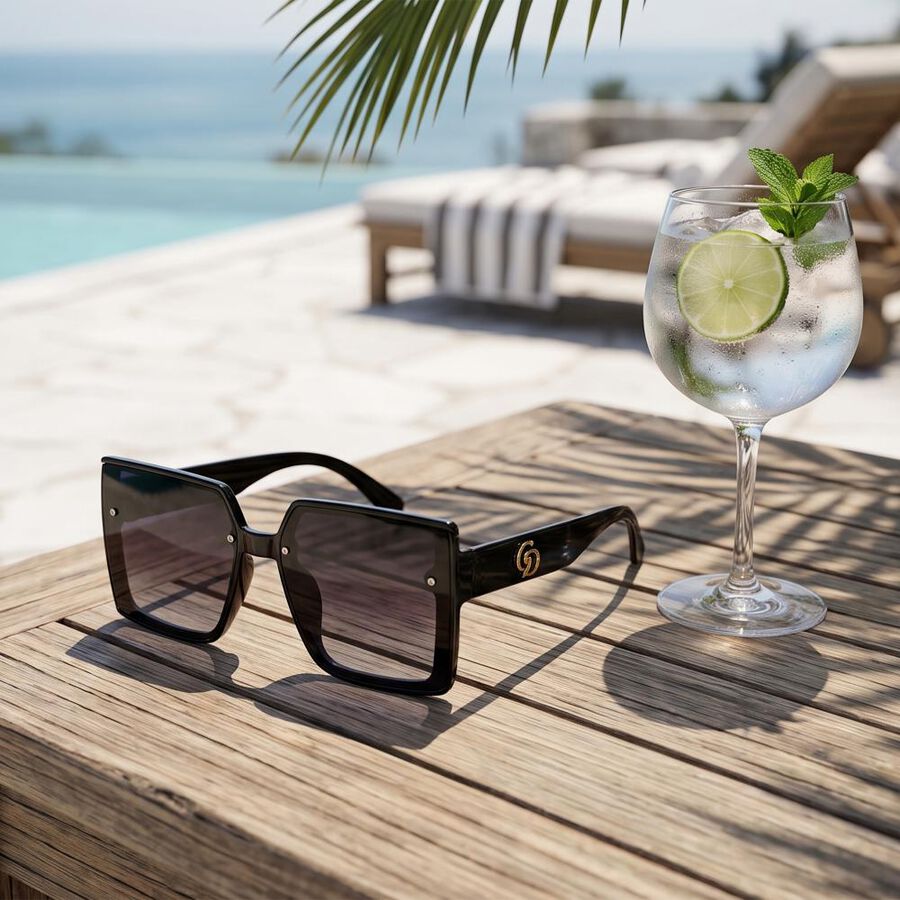 Woman's Black Plastic Sunglasses, , large