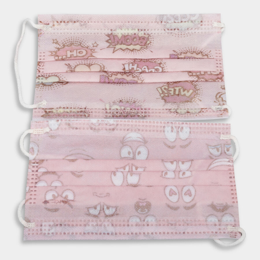 Set of 5 Kid's Printed Disposable 3 Ply Mask, , large image number null
