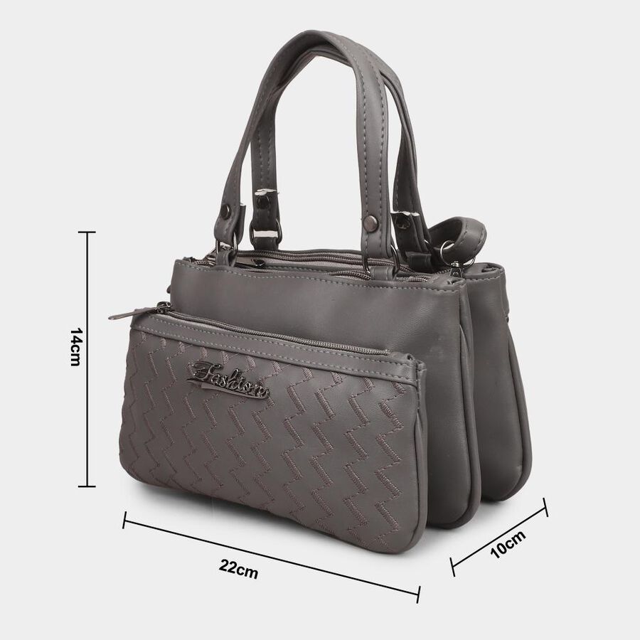 Women's Grey Polyurethane Handbag, , large image number null