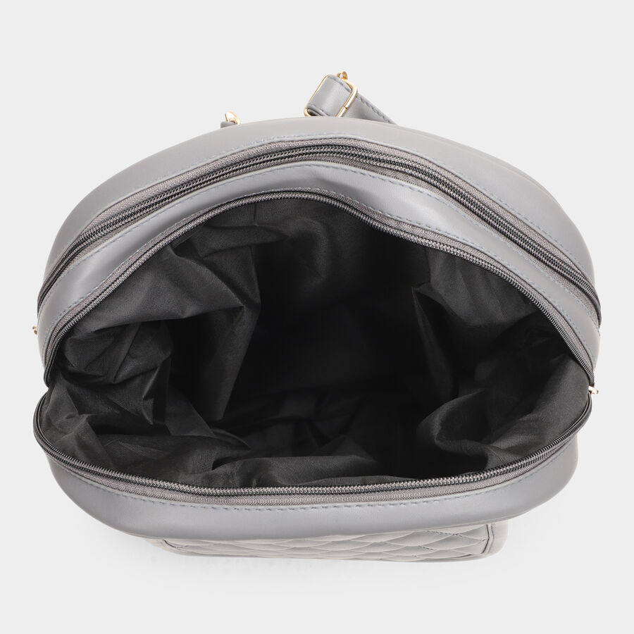 Women's Grey Polyurethane Backpack, , large image number null