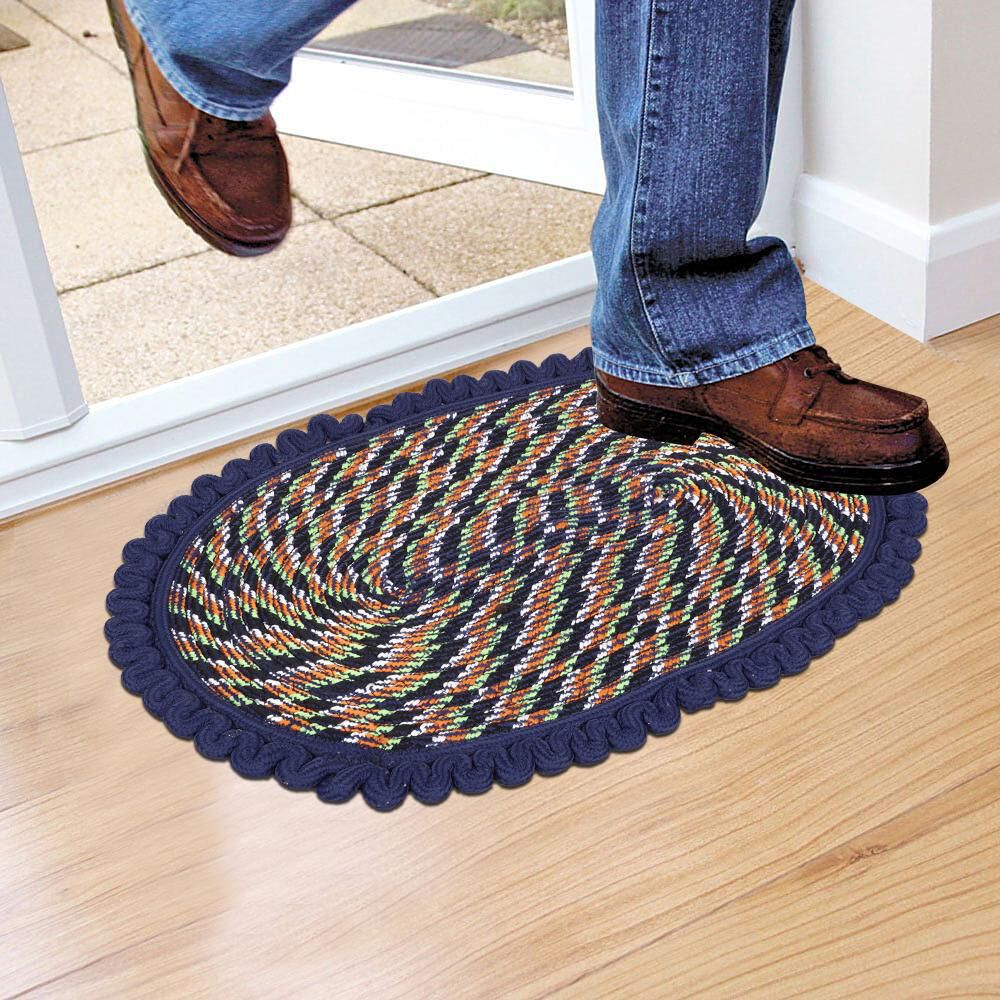 Home Beautiful                         Blue Polyester Cotton Door Mat