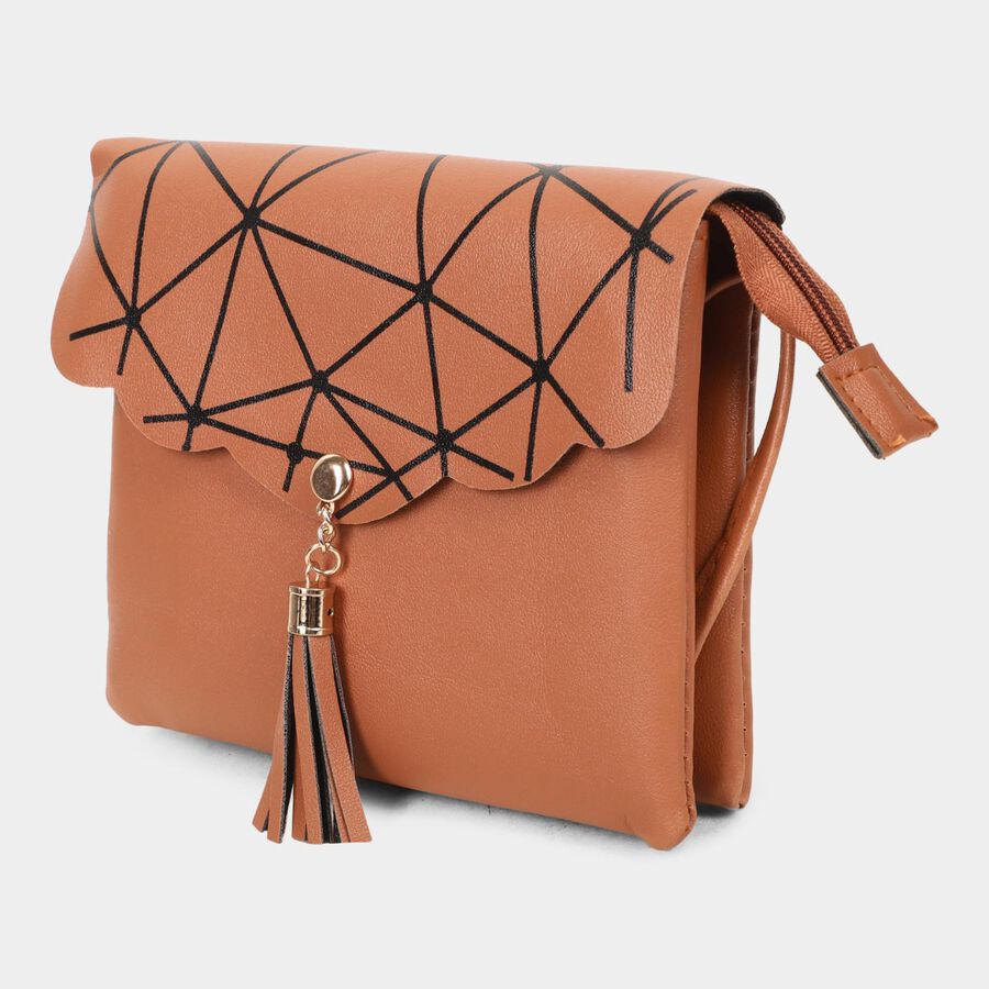 Women's Tan Polyurethane Sling Bag, , large image number null