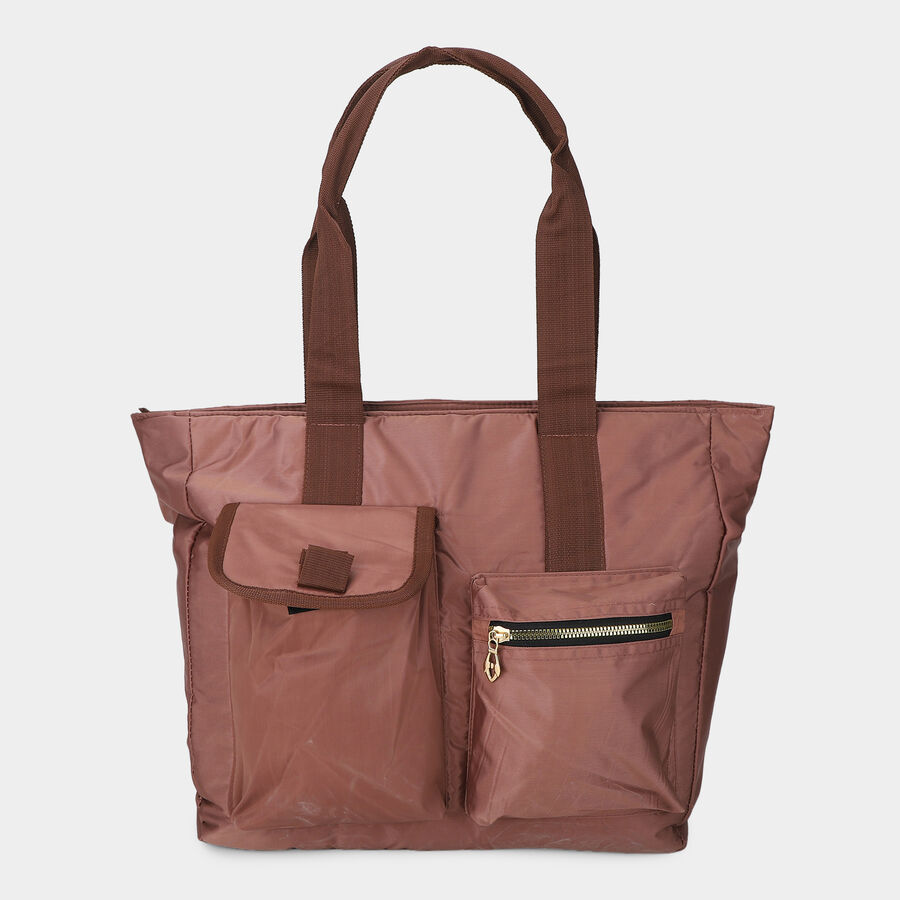 Woman's Beige Polyester Shopping Bag, , large