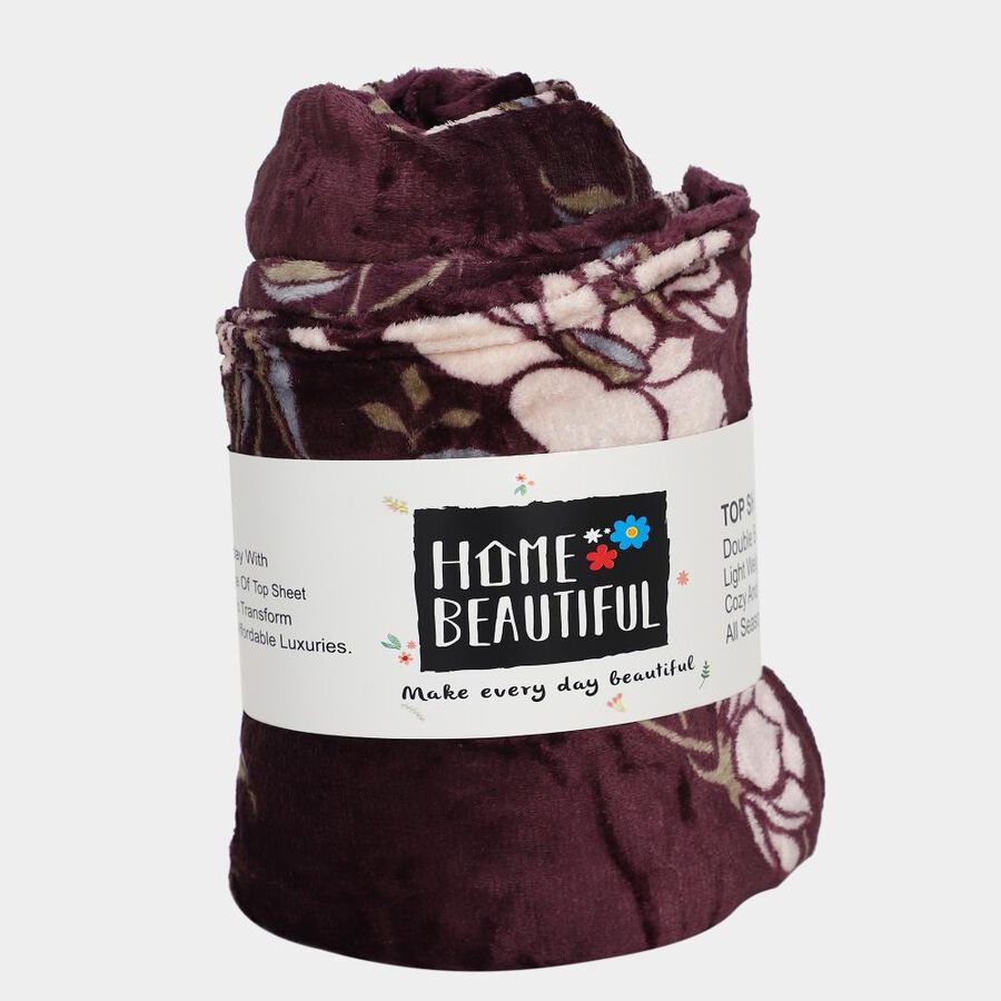 Blue Polyester Double bed Top Sheet , , large