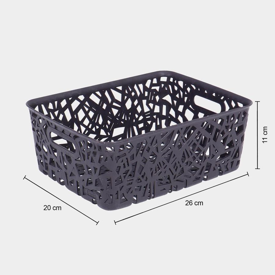 Dark Grey Plastic Basket, Set of 3, , large image number null