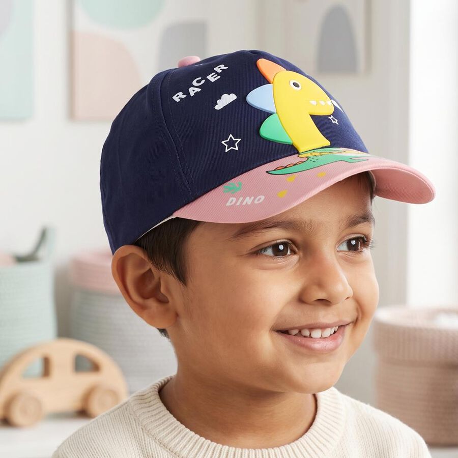 Kid's Navy Blue Fabric Caps, , large