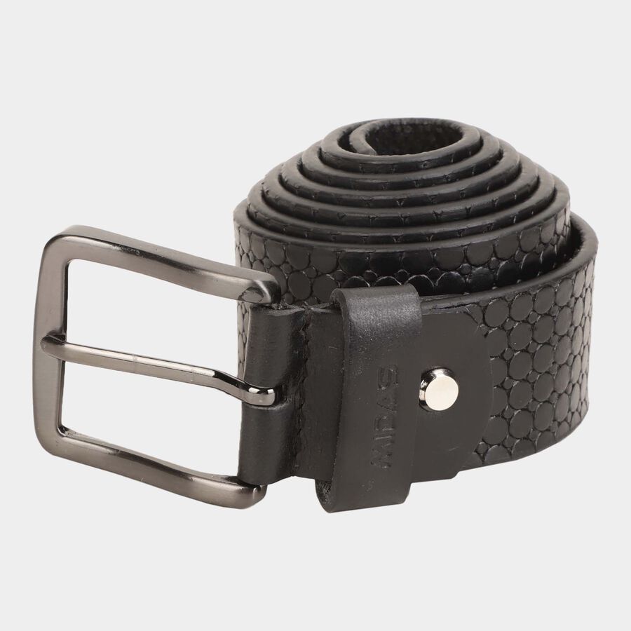 Men's Black Leather Casual Belt, , large image number null