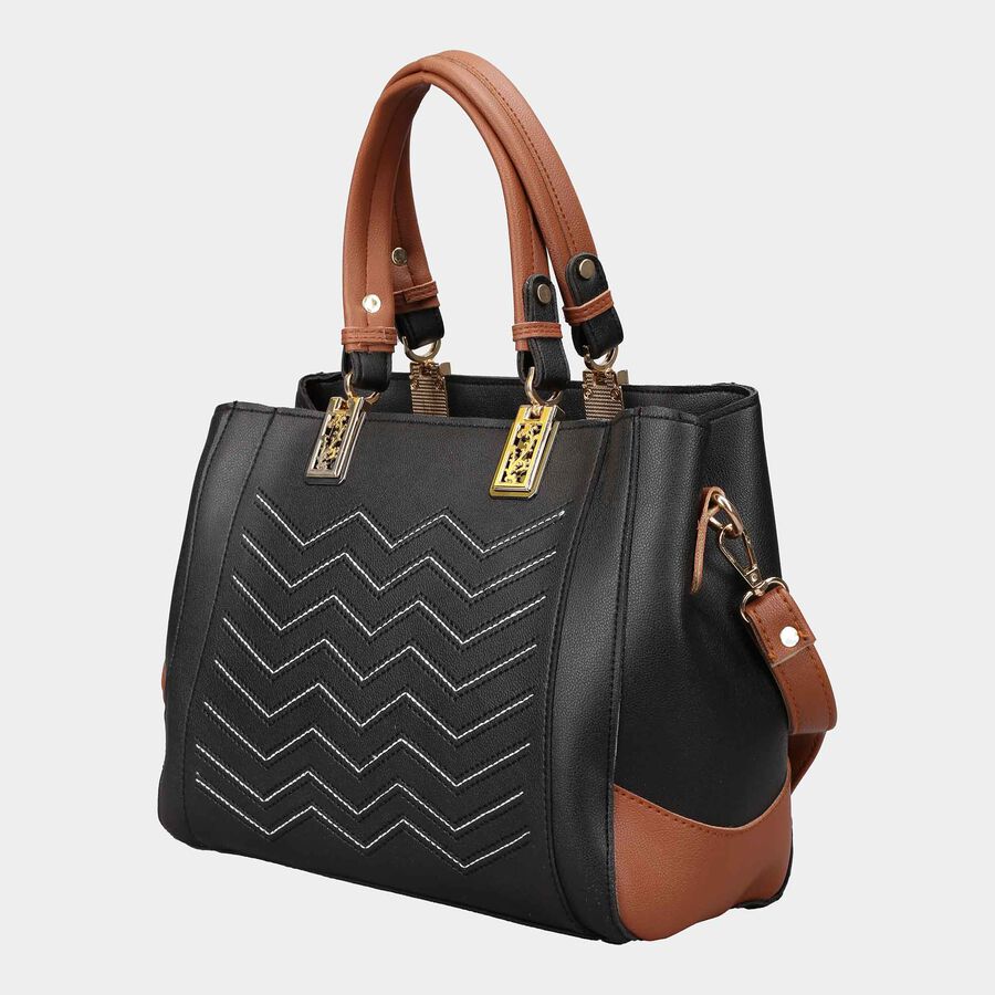 Women's Black Polyurethane Tote Bag, , large image number null