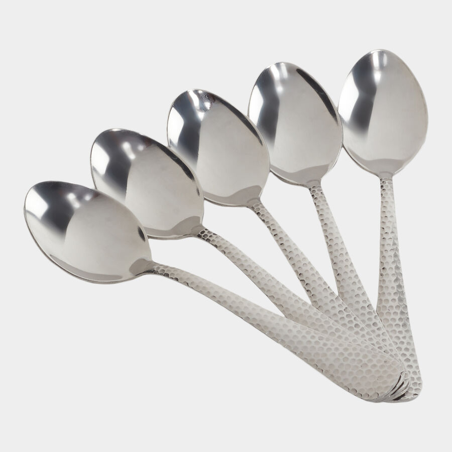 Stainless Steel Hammered Spoon - 5 Pcs., , large image number null