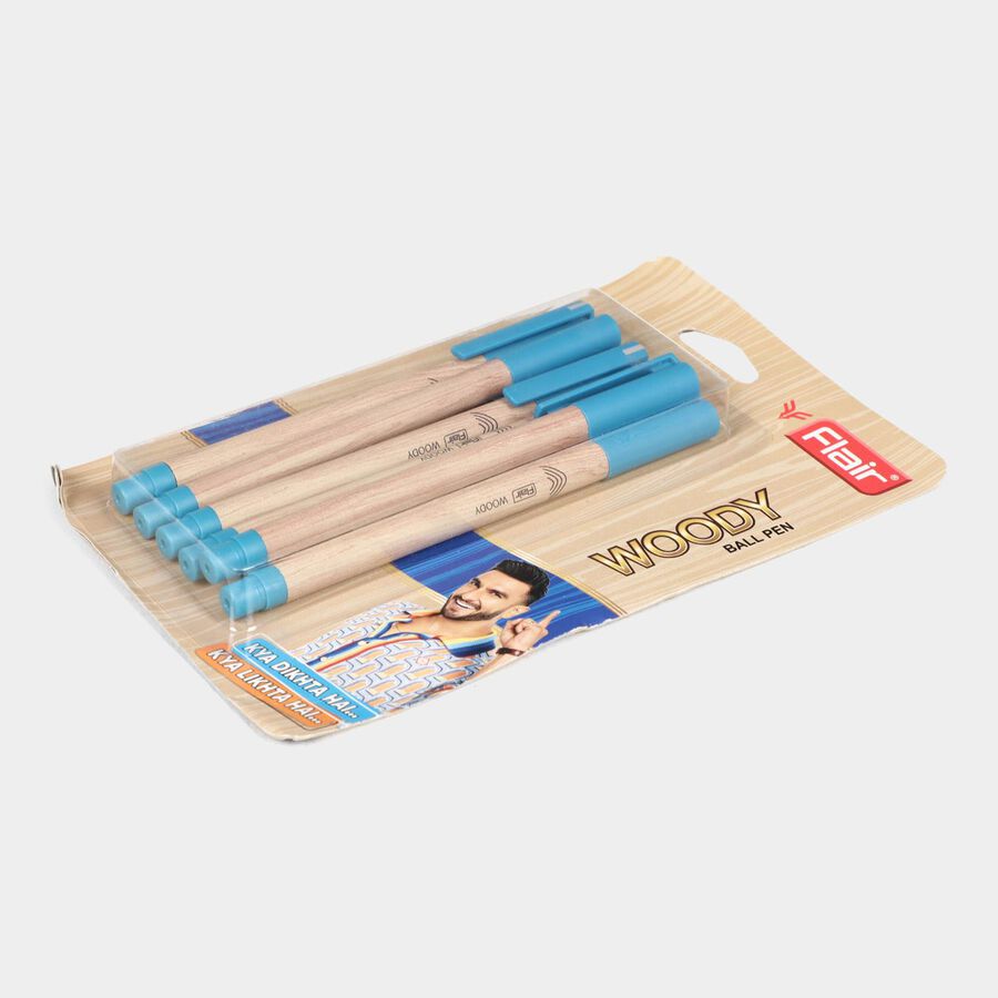 Woody Blue Ball Pen, Set of 6, , large image number null
