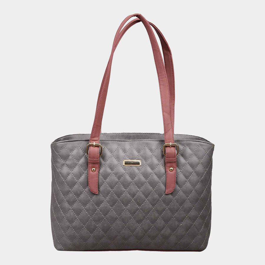 Women's Grey Polyurethane Tote Bag, , large image number null