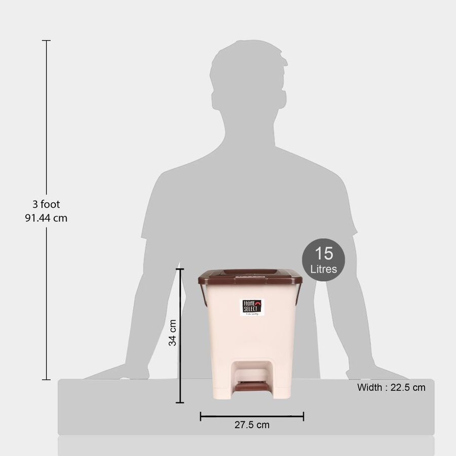 15L Brown Plastic Dustbin, , large image number null