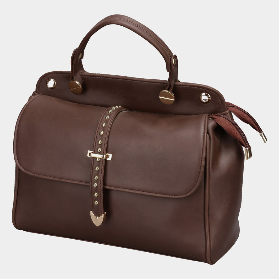Women's Brown Polyurethane Tote Bag, , large image number null