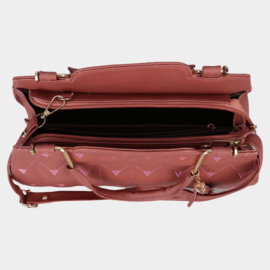 Women's Peach Polyurethane Tote Bag, , large image number null