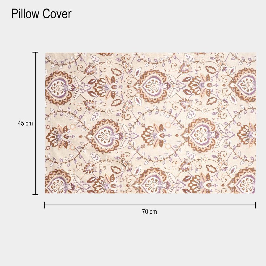 Beige Cotton Floral Printed King Size Bedsheet, , large image number null