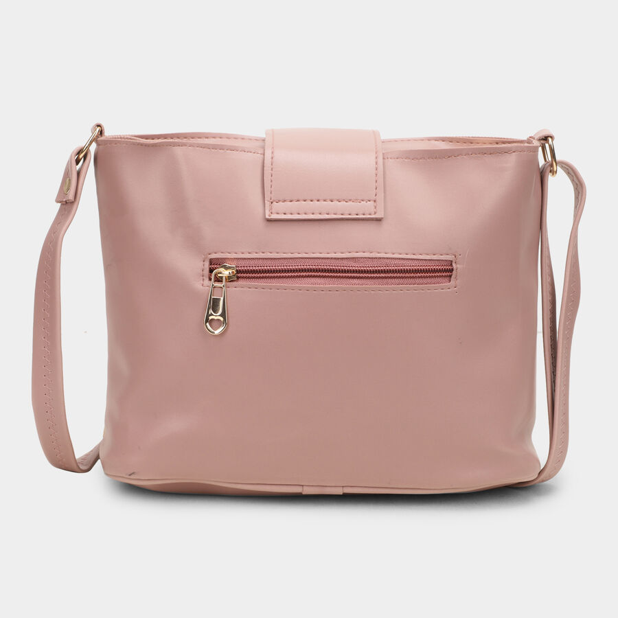 Women's Pink Polyurethane Handbag, , large image number null