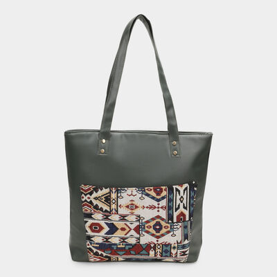 Women's Green Polyurethane Tote Bag