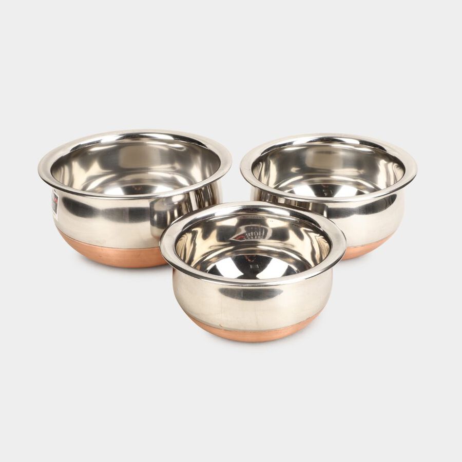3 Pcs. Steel Handi, Induction Compatible, , large image number null