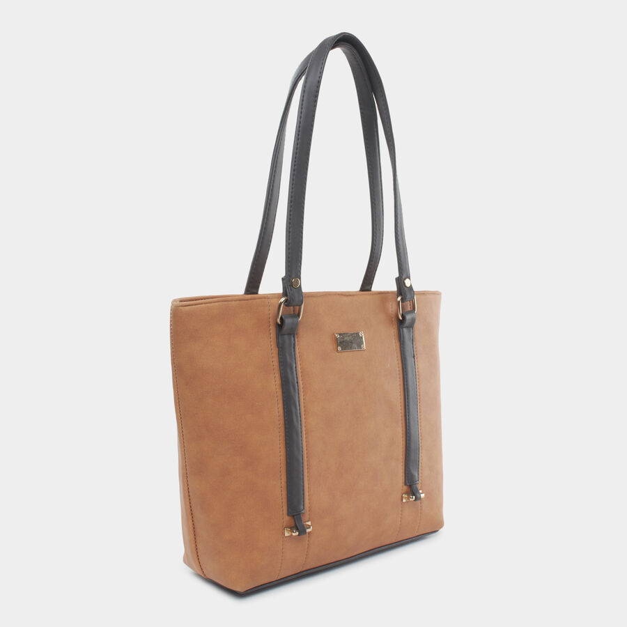 Women's Mustard Polyurethane Tote Bag, , large image number null