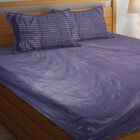 Blue Microfiber Double Bedsheet with Pillow Cover, , small
