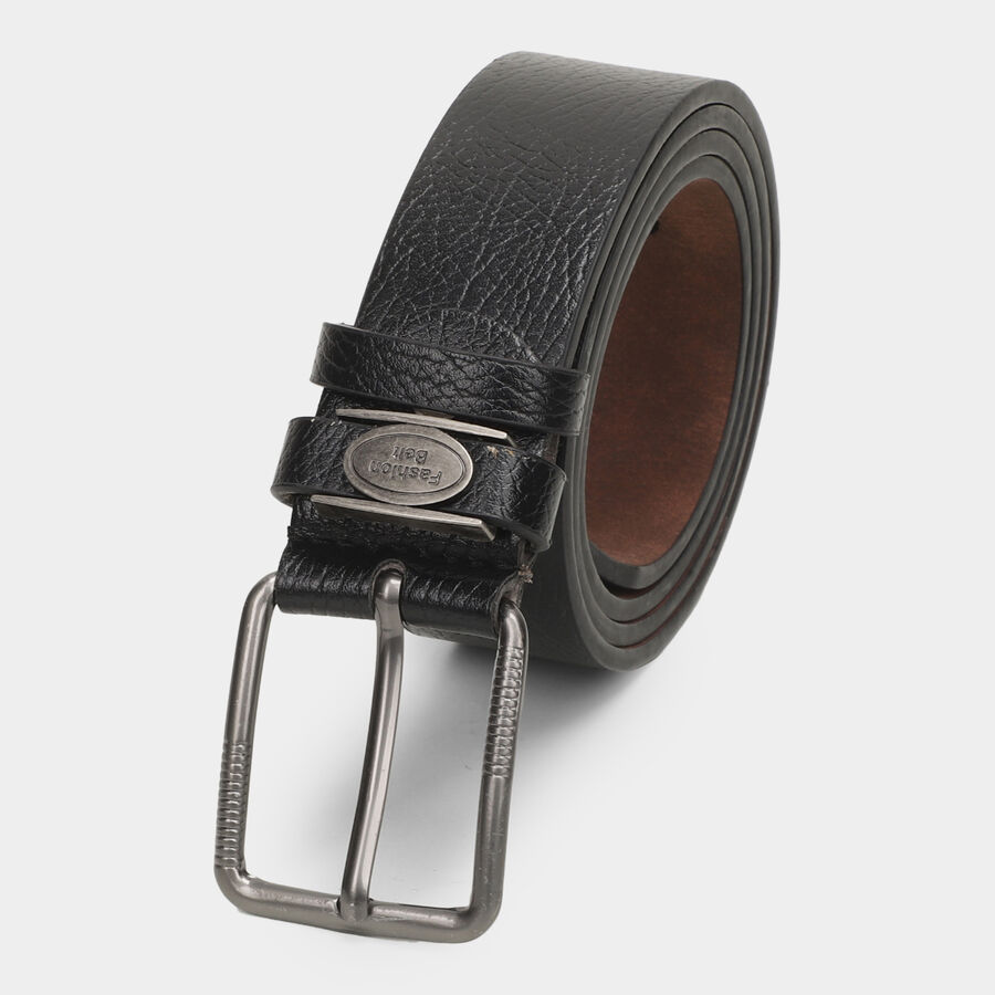 Men's Black Polyurethane Belt, , large