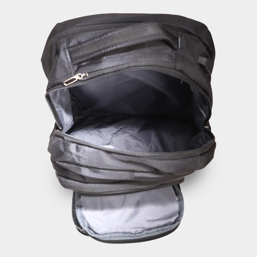 Black Polyester Backpack with Laptop Compartment and USB Port, , large image number null