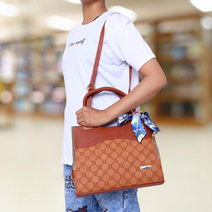 Women's Brown Polyurethane Hand Bag, , large image number null