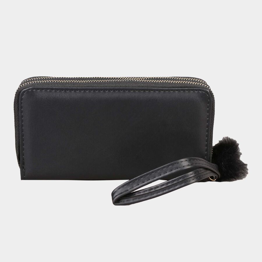 Women's Black Polyurethane Clutch Bag, , large image number null