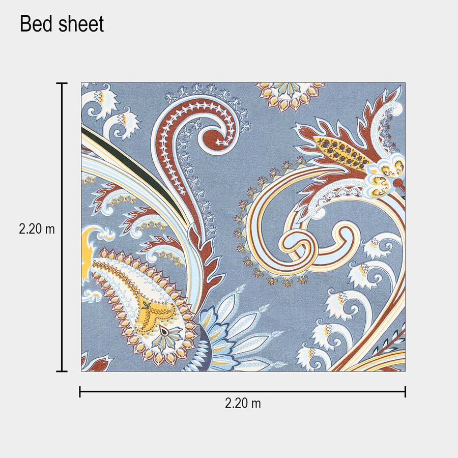 110 GSM Blue Microfiber Double Bedsheet, , large image number null