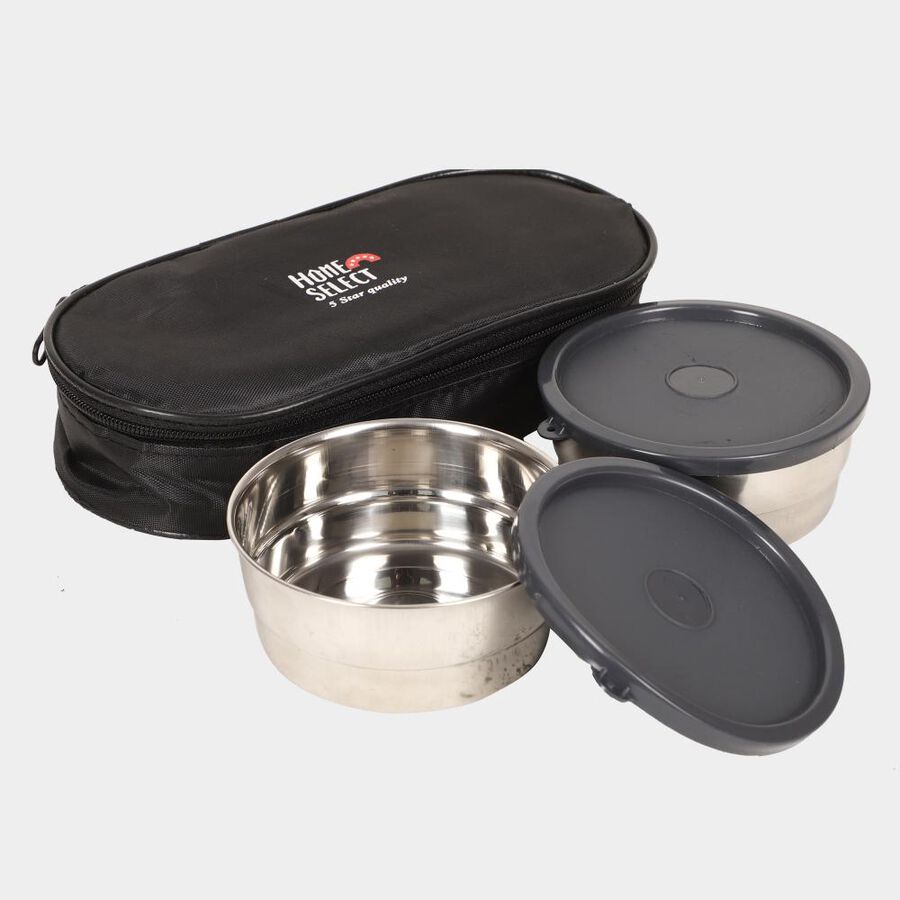 Steel Lunch Box - 2 Cotainers With 1 Bag, , large image number null