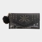Women's Black Polyurethane Handbag, , small