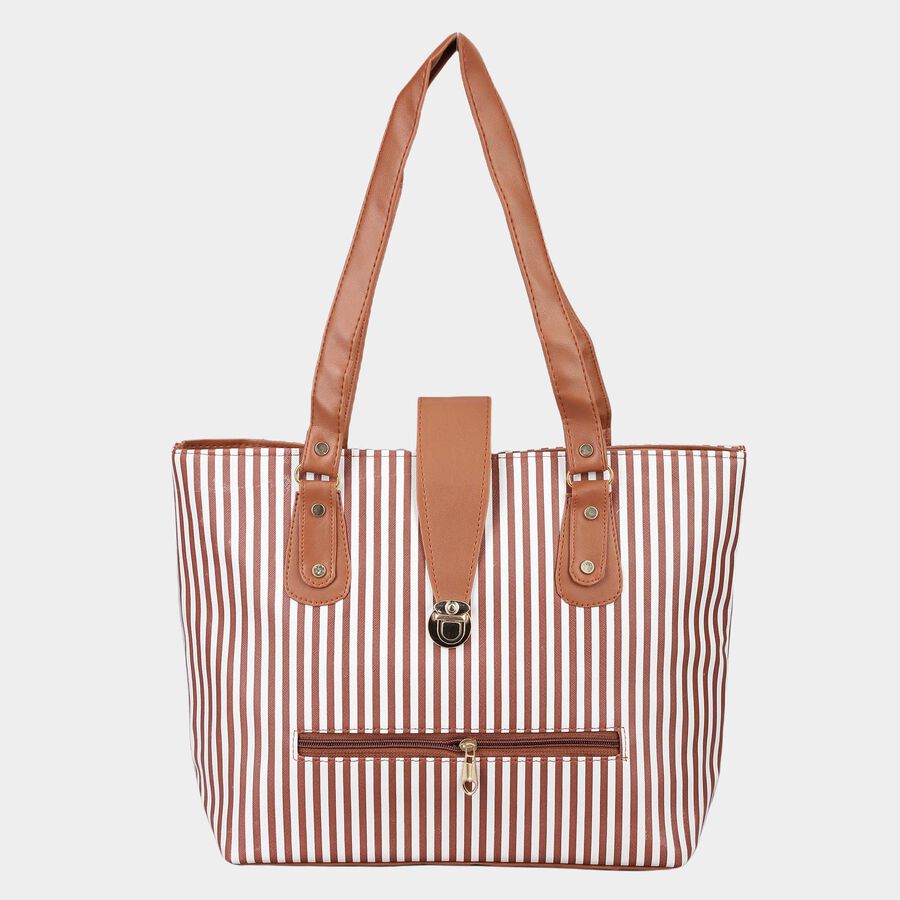 Women's Tan Polyurethane Tote Bag, , large image number null