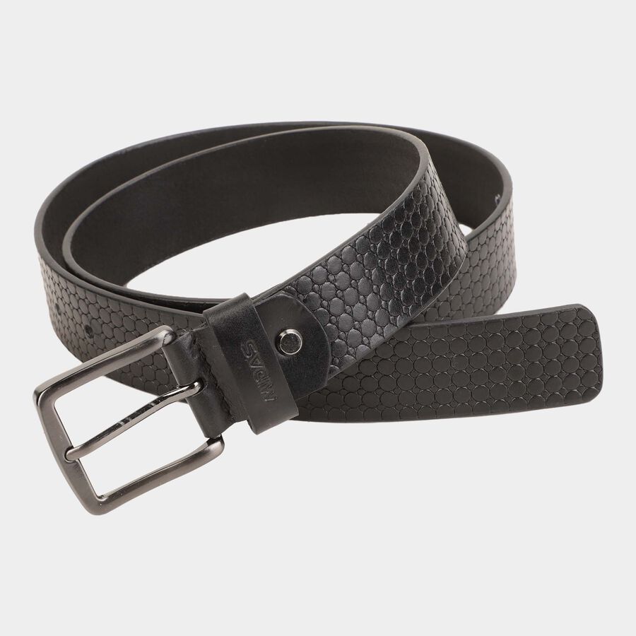 Men's Black Leather Casual Belt, , large image number null
