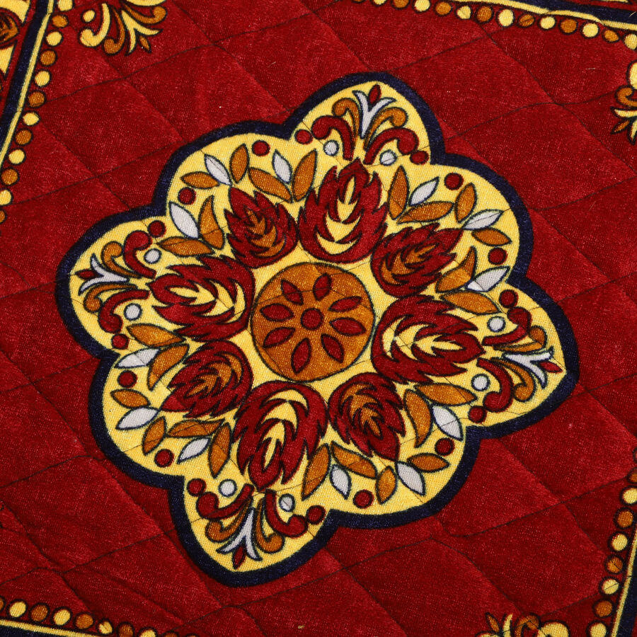 Maroon Polyester Pooja Mat, , large image number null