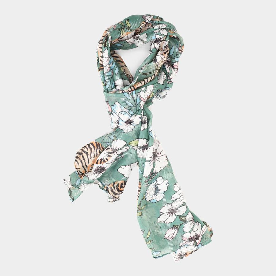 Women's Dark Green Viscose Scarf, , large image number null