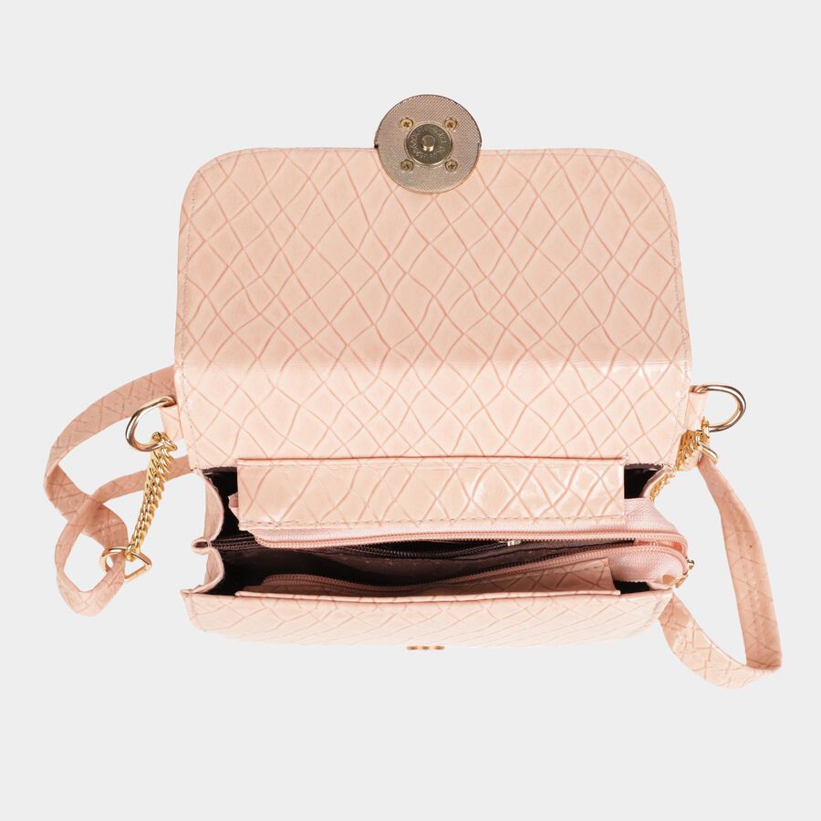 Women's Peach Polyurethane Sling Bag, , large