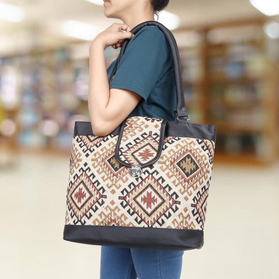 Women's Beige Fabric Hand Bag, , large image number null
