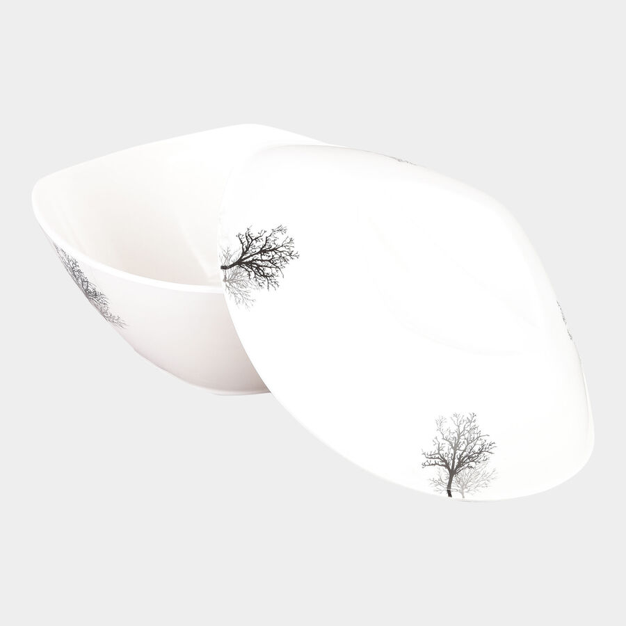 White Printed Melamine Bowl with Lid, , large image number null