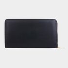 Women's Black Polyurethane Long Wallet, , small image number null