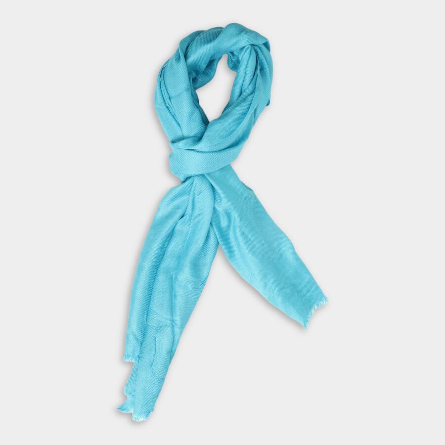 Women's Teal Blue Polyester Scarf, , large image number null