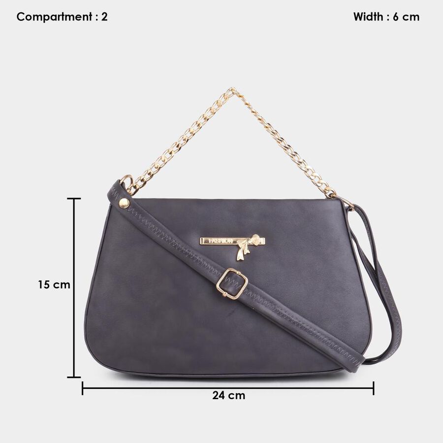 Women's Grey Polyurethane Sling Bag, , large image number null