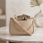 Woman's Beige Polyurethane Bag, , small