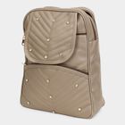 Women's Beige Polyurethane Backpack, , small