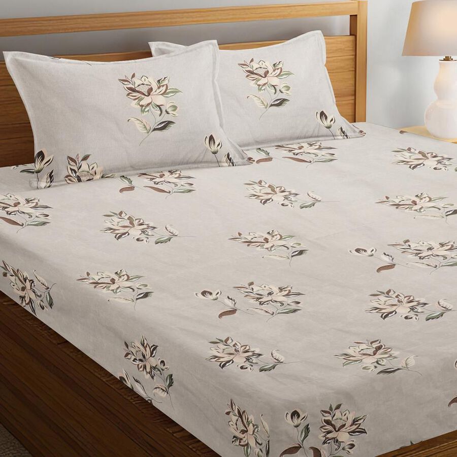 Cream Microfiber Double Bedsheet, , large image number null