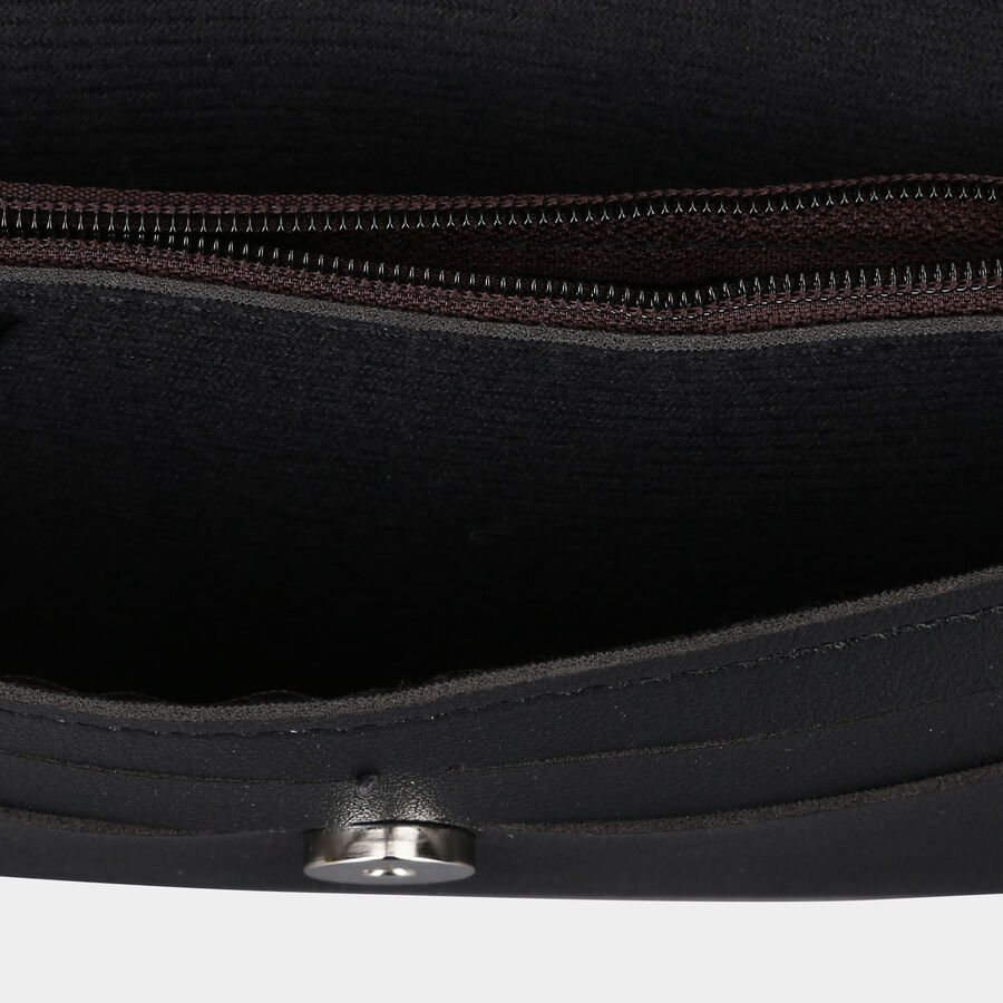 Women's Black Polyurethane Hand Pouch, , large image number null
