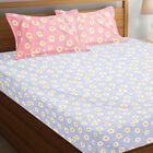 Blue Microfiber Double Bedsheet with Pillow Cover, , small