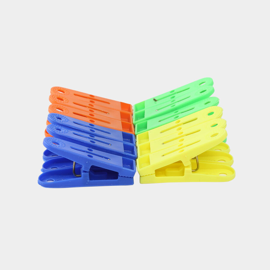 12 Plastic Cloth Clips - Color/Design May Vary, , large image number null