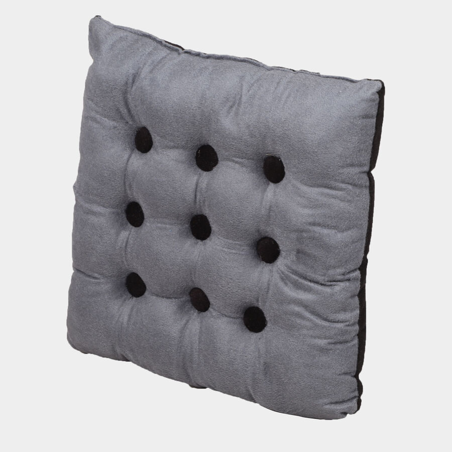 Grey Tufted Cushion, , large